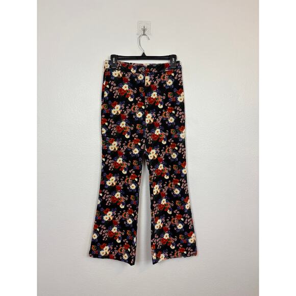 STAUD Floral Velvet Velour Rex Floral Flare Pants 6 - Picture 2 of 5